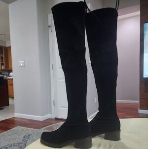 Stuart Weitzman = Black Suede Over-the-Knee Women's Boots